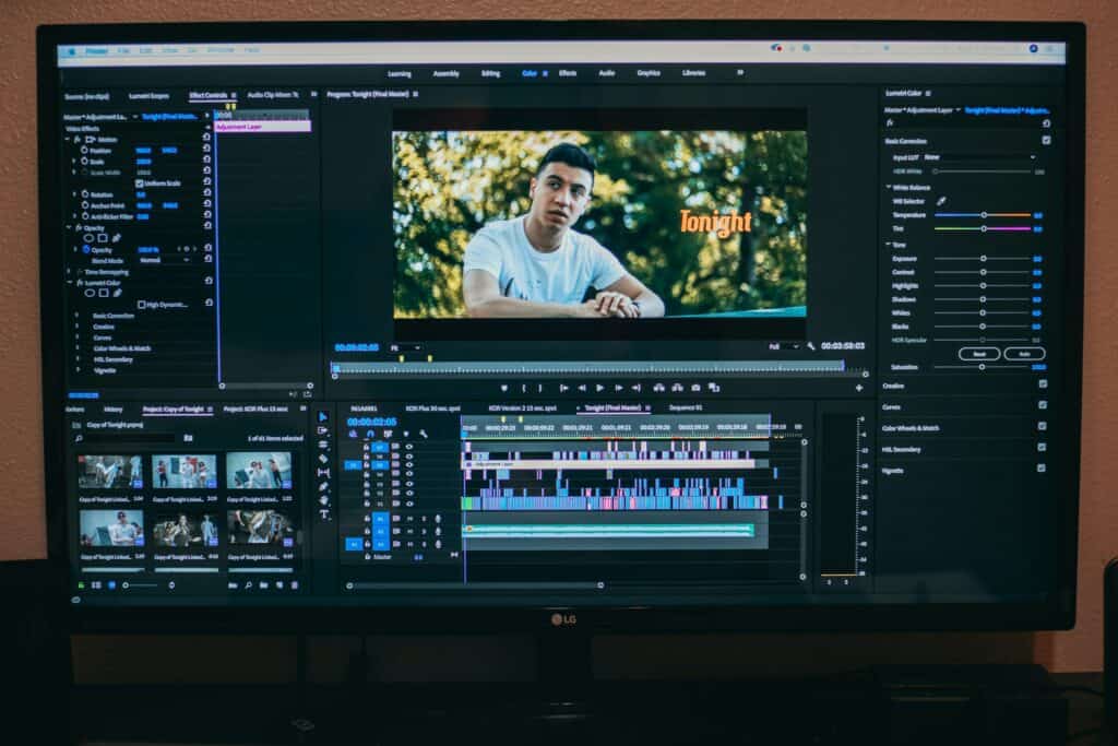 Laptop with Adobe Premiere Pro Timeline