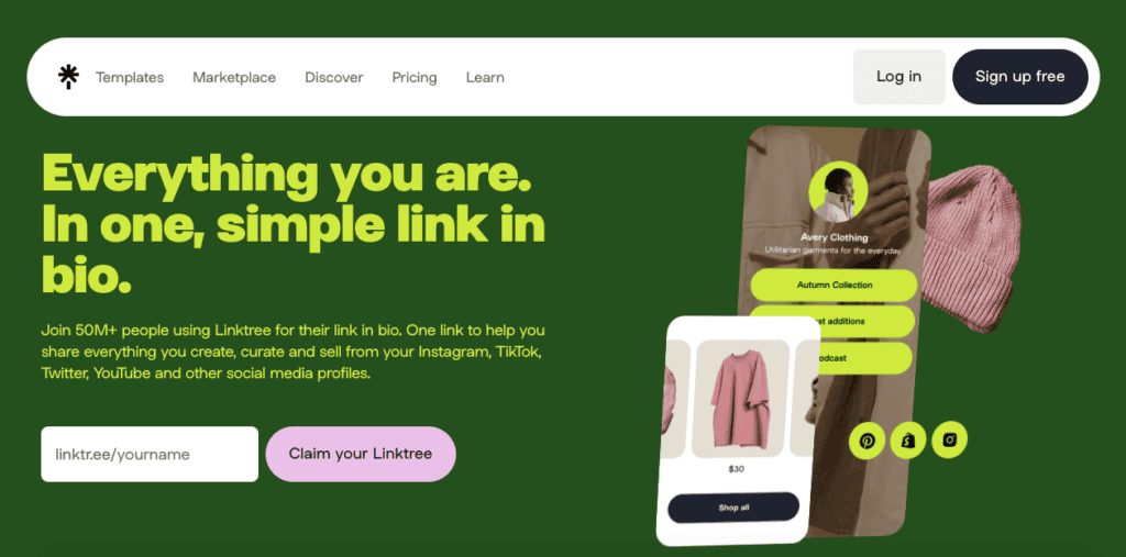 Linktree Homepage