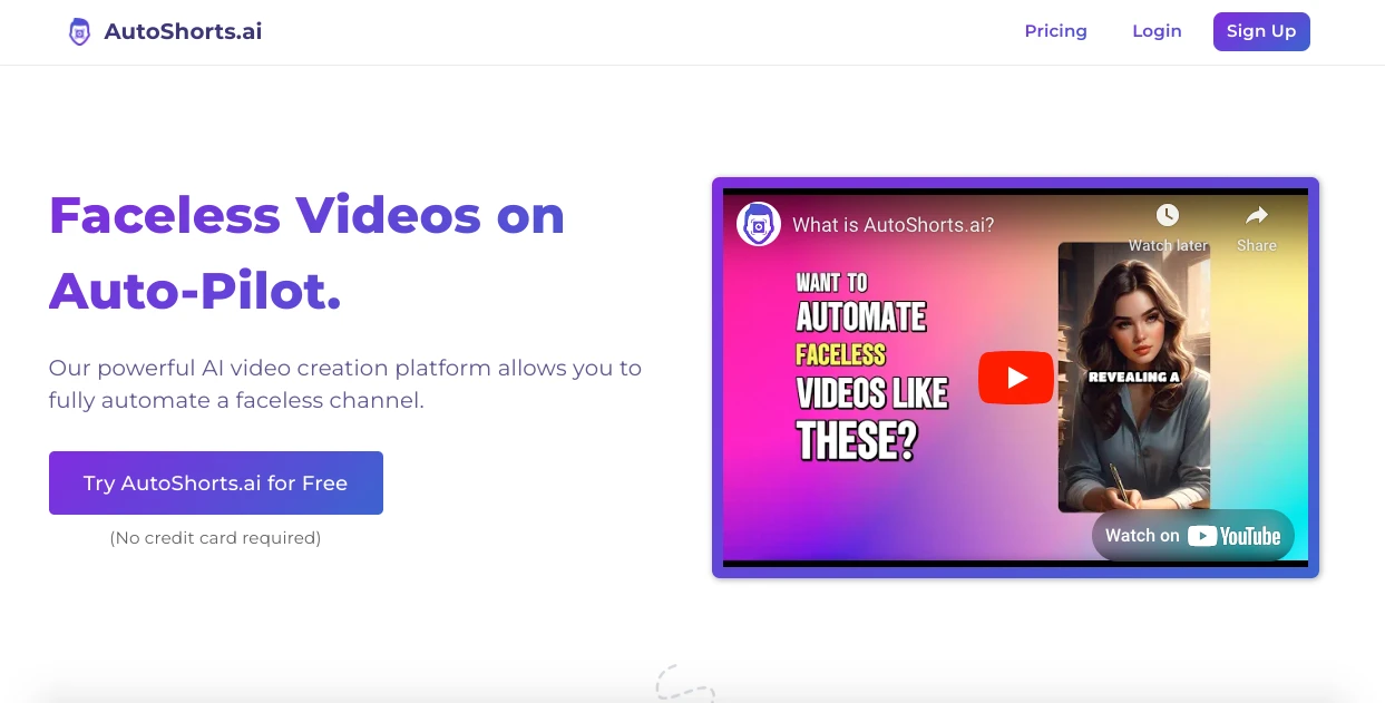 AutoShorts.ai Homepage