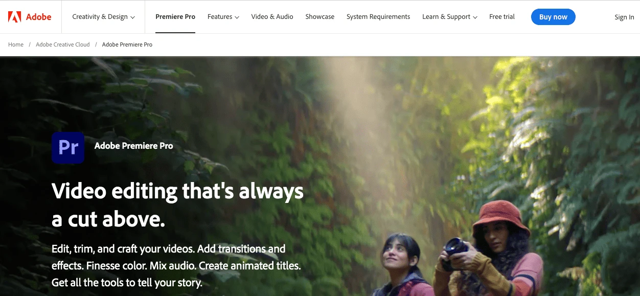 Premiere Pro web interface